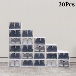 20pcs Shoe Box Set Foldable Storage Plastic Clear Home Organizer Rack Stack 240222