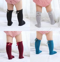 Children Solid Colour Socks Baby Summer Bow Wooden Ear Lace Children Socks Soft Infant Casual Socks 392 J23554394