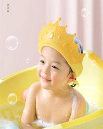 Adjustable Baby Shower Shampoo Cap Cartoon Crown Shape Wash Hair Shield Hat for Kids Ear Protection Safe Children Shower Head Cove3583449