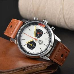 12% OFF watch Watch Breitl for Men Mens Five needles All dials work Quartz Luxury Clock Chronograph leather Strap Top Time