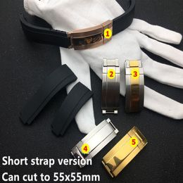 Black shortest 20mm silicone Rubber Watchband watch band For Role strap GMT OYSTERFLEX Bracelet tool273Z