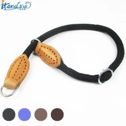 Collars Nylon Dog Collar with Leather Adjustable Pet Collar for Medium Large Dogs Puppy Bulldog Pitbull Collar Dog Supplies