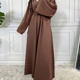 Ethnic Clothing Muslim Abaya Loose One-piece Prayer Dress Full Sleeve Islamic Women Jilbab Dubai Saudi Robe Lace Up Long Dresses