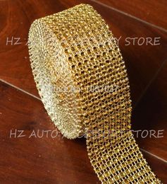 15quotx10 Yards gold and 9 other colors DIAMOND MESH WRAP ROLL SPARKLE RHINESTONE Crystal Ribbon wedding centerpieces4943241