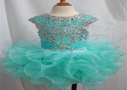 Girl039s Pageant Dresses New White With Feather Beaded HandMade Flowers Cupcake Organza Little Girl039s Pagean1058574
