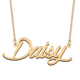 Daisy Name Necklace Pendant for Women Girls Birthday Gift Custom Nameplate Kids Best Friends Jewellery 18k Gold Plated Stainless Steel