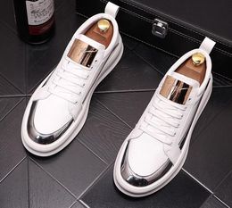 White Designer Lightweight Sneakers Sequined Classic Men Business Sport Dress Wedding Party Shoes Non-slip Lace-up Casual Thick Bottom Loafers 662