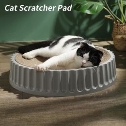 Mats Round Cat Scratcher Pad Cat Bed Corrugated Paper Cats Scratching Board Grinding Claws Kitten Scrapers Pet Furniture Supplies