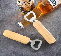 Bottle opener beer cap remover wine wooden handle stainless steel kitchen tool wood party supply for man8234113