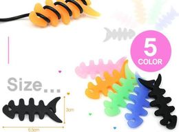 2014 Style Silicone Rubber Fish Bone Earphone Cord MP3MP4 player Cable Winder Holder Organiser 100pcslot6753978