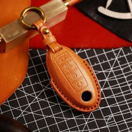 Leather Car Key Case Cover fob protector for Infiniti EX35 FX35 FX50 M56 G35 G37 JX35 QX50 QX60 QX80 Nissan Keychains Holder