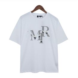 2024 Spring trend street fashion men's round neck letter printed t-shirt loose casual vacation Cotton short-sleeved beach shirt designers men women