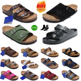 Top quality birkinstocks Sandals famous Men buckle strap flip flops Women Cotton Designer Leather Slippers clog Suede Platform slides Casual shoes Big Size 36-46