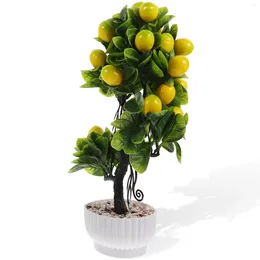 Decorative Flowers Artificial Fruit Tree Simulation Bonsai Ornament Fake Faux Decor Plant Office Realistic Potted Decors Green