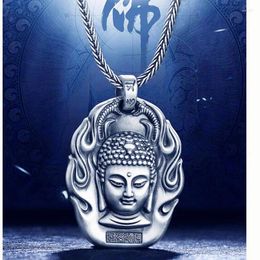 Pendants Patronus Buddha Pendant Men Women Jewellery Top Grade 925 Silver Neck Chain Male Retro Bodhisattva Amulet Necklace For Lady Gift