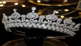 New Silver Wedding hair accessories Luxury Bridal Headband Headband 3A Crown Cubic Zirconia Wedding Accessories Bridal Party Jewel1713926