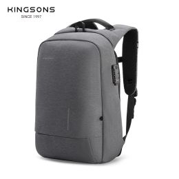 Backpacks Kingsons Brand New Waterproof Men Backpack USB Charge Laptop Backpack 13.3/15.6/17.3 inch School Bags for Teenagers Boys 2023