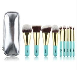 9 Pieces Synthetic Hair Makeup Brushes with Sliver Color Bag Beautiful Traveling Makeup Brush Set6604236