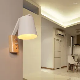 Wall Lamp Wooden Led Light Bedside Bedroom Wandlamp Nordic Mirror Vintage Modern Vanity Lights Living Room Stairs E27