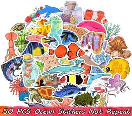 50 PCS Waterproof Ocean Life Stickers for Kids Teens to DIY Water Bottle Cooler Laptop Tablet Luggage Journal Party Favors Room De4031533