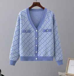 2024 Women's Sweaters Designer Blue Green pink V Neck Sweater Knitted Cardigan Jacket