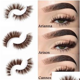 False Eyelashes Asiteo 3D Real Mink Lashes Wholesale Natural Brown Coloured Makeup Thick Long Black Extension Supplies 231013 Drop De Dhuap