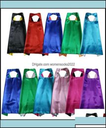 Theme Costume Costumes Cosplay Apparel 27 Inch Plain Superhero Capes For Kids Double Layer Satin Dress Up Super Hero 11 Colour Matc1943096