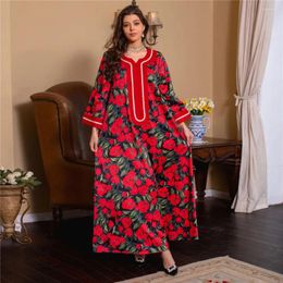 Ethnic Clothing Floral Print Abaya Muslim Women Hijab Dress Turkey Arab Dubai Saudi Islamic Vestidos Robe Kaftan Moroccan Jalabiya Party