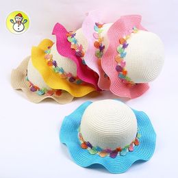 Summer Cartoon Fruit Fish Embroidering Straw Hat for Kids Outdoor Travel Beach Sun Hats Boys Girls Dome Cap KIDS-9 Whole270c