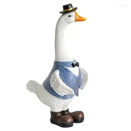 Garden Decorations Outdoor Geese Statues Pond Figurines Cute Animal Sculptures Decor For Outside Standing Ornaments Gift