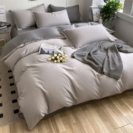 Grey Home Textile Comforter 100% Cotton Duvet Cover Set Bedding Sheet Quilt Pillowcase Soft Breathable Bedspread Bed Linen 240226