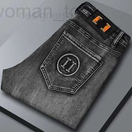 Men's Jeans Designer Fashionable mens jean four seasons jeans broken line patch motorcycle element with a nostalgic Colour elastic small straight 8GND KAMG