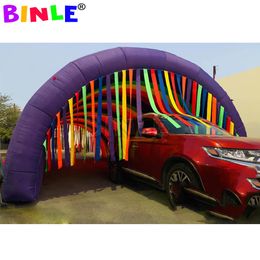 5x8x3.5mH (16.5x26x11.5ft) Colorful Large Inflatable Rainbow Tunnel Tent With Tassels Curtains,Event Entrance Gate Archway For Pary Decoration