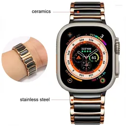 Watch Bands Ceramic Metal Strap For Apple Ultra 49mm 8 7 45mm 41mm Luxury Business Wristband Iwatch 6 5 4 3 SE 44mm 42mm 40mm Belt