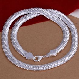 Heavy 71g 10MM flat snake necklace sterling silver plate necklace STSN209 whole fashion 925 silver Chains necklace factory dir199V