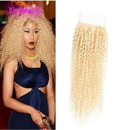 Indian Human Hair 4X4 Lace Closure 613 Colour Kinky Curly Mink Virgin Hair Products 1022inch Part With Baby Hairs2183851