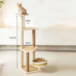 Scratchers MultiLevel Cat Tree Tower, Kitten Activity Centre, Scratching Posts, Scratching Condo with Basket, Toy for Cats, 4 Layers