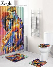 Europe Portrait Bath Mats Set Shower Curtain for Bathroom Cover Toilet Seat Anti Slip Soft Carpet1899835