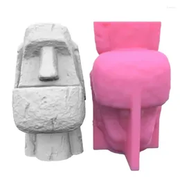 Vases Easter Island Planter Moulds Silicone For DIY Supplies Flexible High Temperature Resistant Coin Box Pen Holder Flower Pot