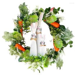 Decorative Flowers Easter Door Wreath Artificial Carrot Green Leaves Front Spring Rustic Window Hangings Home Party Supplies