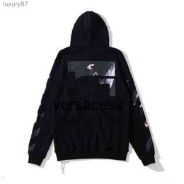 2024 %60 Style Trendy Fashion Sweater Painted Arrow Crow Stripe Loose Hoodie Mens and Womens White Hot