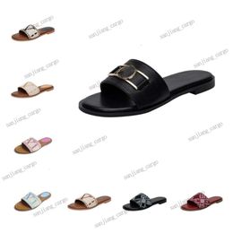 2024 women embroidery slippers outdoor banquet Slide lock it summer shoes pp straw summer leather revival sandals multicolor flat heel Mule Size 35-42