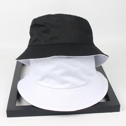 Cloches Two Side Reversible Black White Solid Bucket Hat Unisex Chapeau Fashion Fishing Hiking Bob Caps Women Men Panama Summer1203R