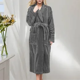 Women's Sleepwear Thicken Warm Flannel Robe Winter Long Sleeve Plush Bathrobe Cardigan Women Fleece Nightgown Lounge Bathing Homewear