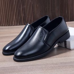 Mens Leather Dress Shoes Formal Brown Elegant for Men Casual Business Social Autumn Office Party Wedding Loafers 240301