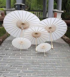 White Paper Umbrellas Bridal Wedding Parasols Chinese Style Mini Craft Umbrella DIY Painting7063381