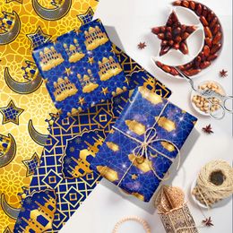 12pcs Eid Mubarak Kraft Gift Wrapping Paper Ramadan Kareem Packaging Material Muslim Islamic alFitr Packing Decor 240301