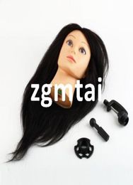 Details about 18quot 100 Real Human Hair Hairdressing Training Head Clamp Salon Mannequin G9E7023460339