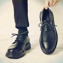 Dress Shoes Black Blue Brown Green Men's Formal Social Genuine Leather Round Cap Toe Oxfords Original Business Wedding Men