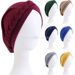 Indian Turban Women Muslim Hijab Underscarf Braid Chemo Cap Cancer Hat Hair Loss Beanie Bonnet Head Scarf Wrap Headwear Bone Cap
